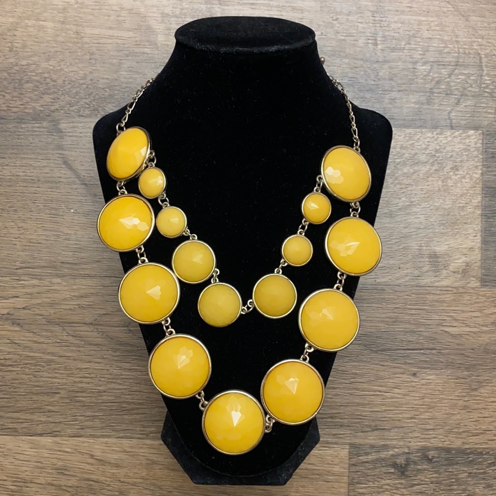 Yellow Gold Fashion Two Tier Statement Necklace